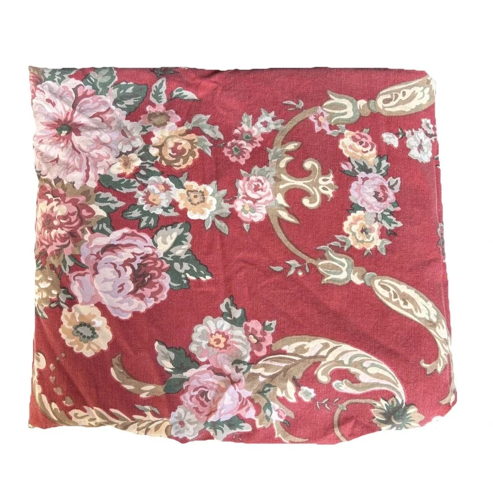 VTG Ralph Lauren Danielle Marseilles Twin Fitted Sheet Red Floral Cottagecore